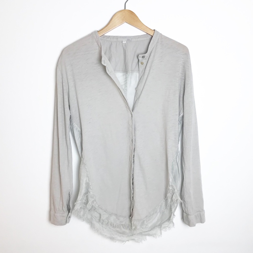 NEIMAN MARCUS Skin Silk Blend Button Down Blouse